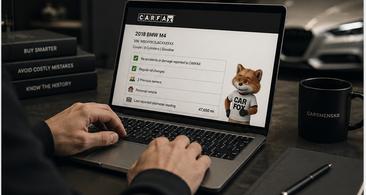 How to read a Carfax: vehicle history report on a laptop